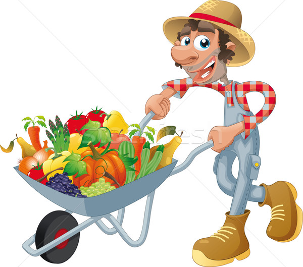 393527_stock-photo-peasant-with-wheelbarrow-vegetables-and-fruits